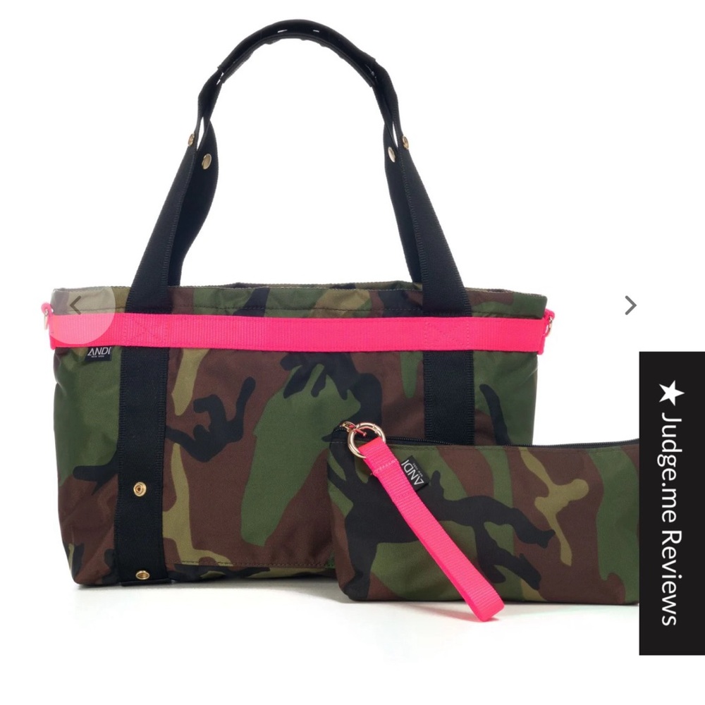Small Andi bag, camo with hot pink stripe